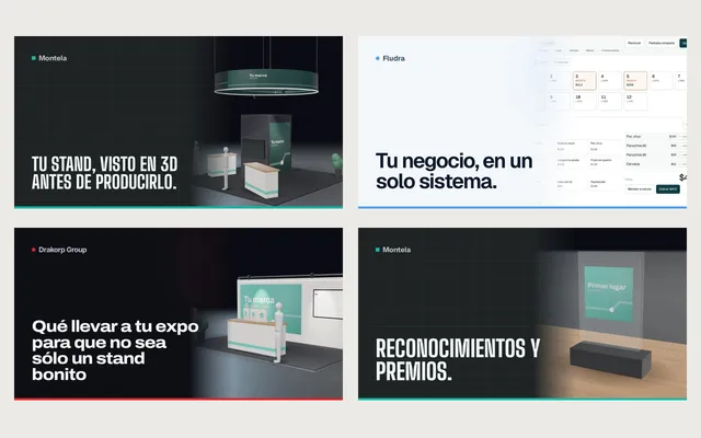 Tarjetas para redes: Cada página del grupo con su imagen para compartir, hecha con la identidad de su marca.